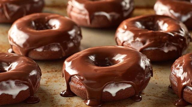 Freshly Baked Chocolate Donuts Delicious Treat