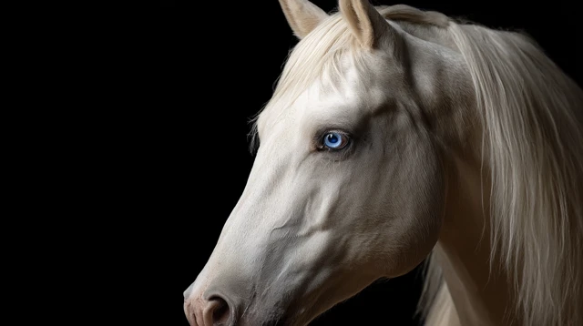 Cremello Quarter Horse with Blue Eye