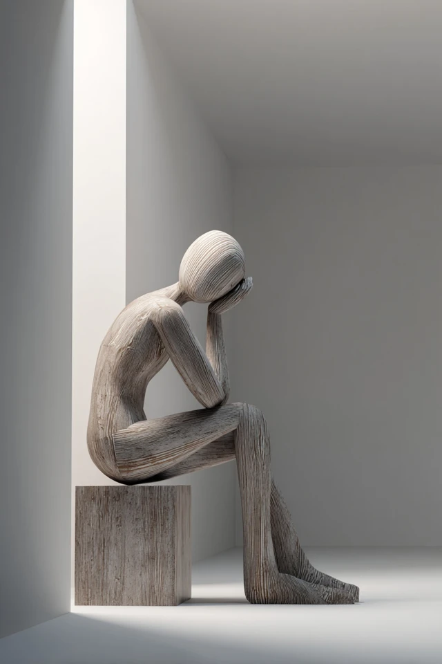 Minimalist 3D Illustration Wooden Mannequin
