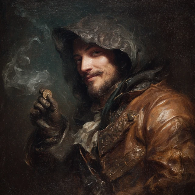 Shadowy Pirate Thief Baroque Oil Painting