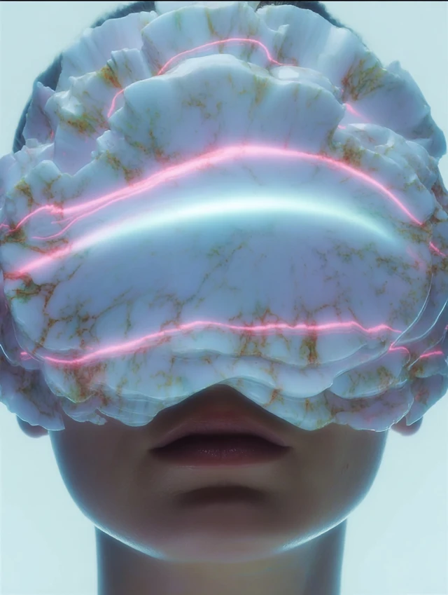 Futuristic Woman Holographic Closeup Surreal Photo