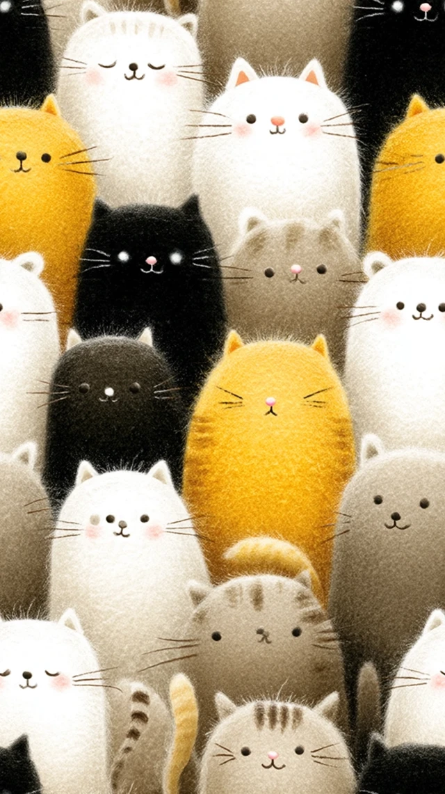 Cute Cat Watercolor Illustration Wall of Cats