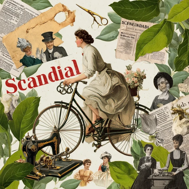 Vintage Collage: Cycling Woman Scandal! Empowering Illustration