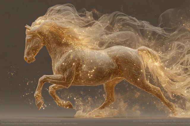 Golden Horse Cosmic Fantasy Art