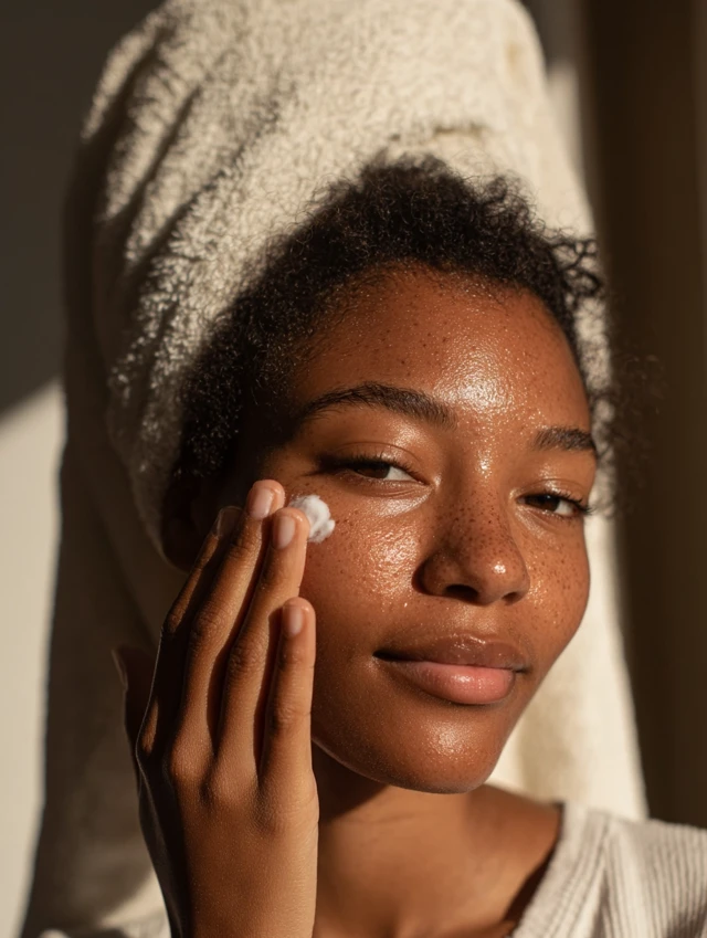 Black Woman Skincare Portrait Glowing Skin Wellness