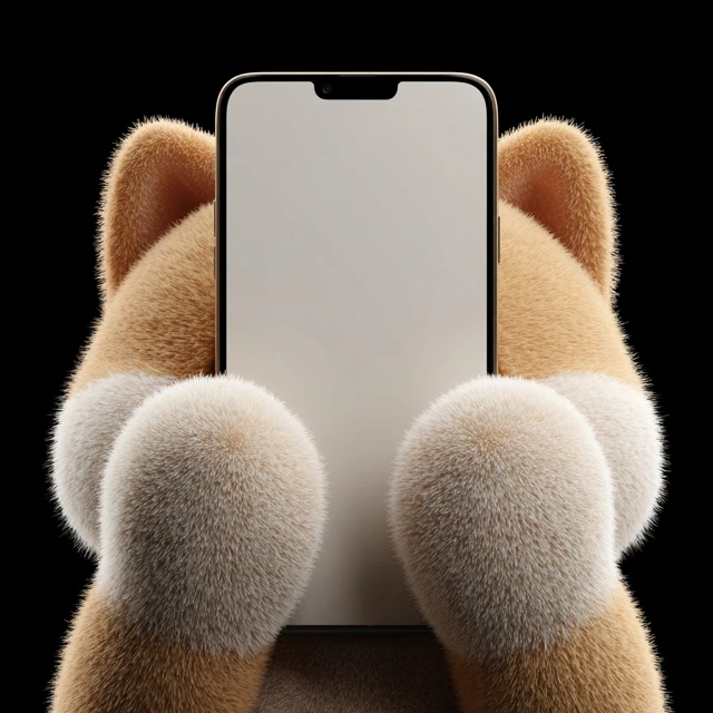 Shiba Inu Paws Holding Smartphone 3D Render