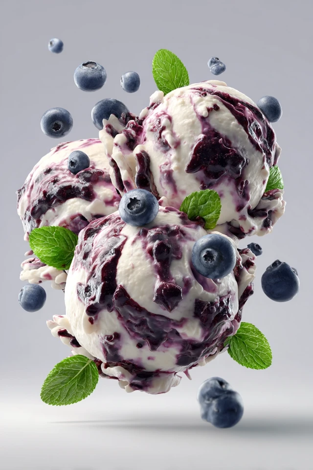 Blueberry Ice Cream Delight - Tasty Dessert Ad