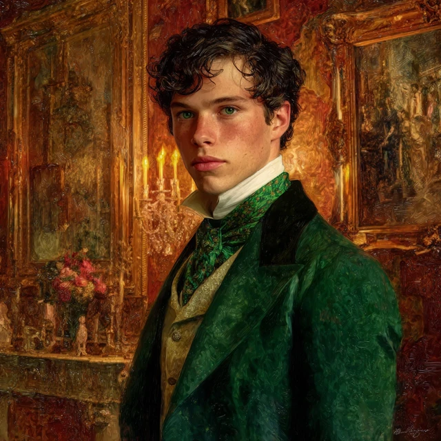 Elegant Gentleman Victorian Portrait Oil Painting