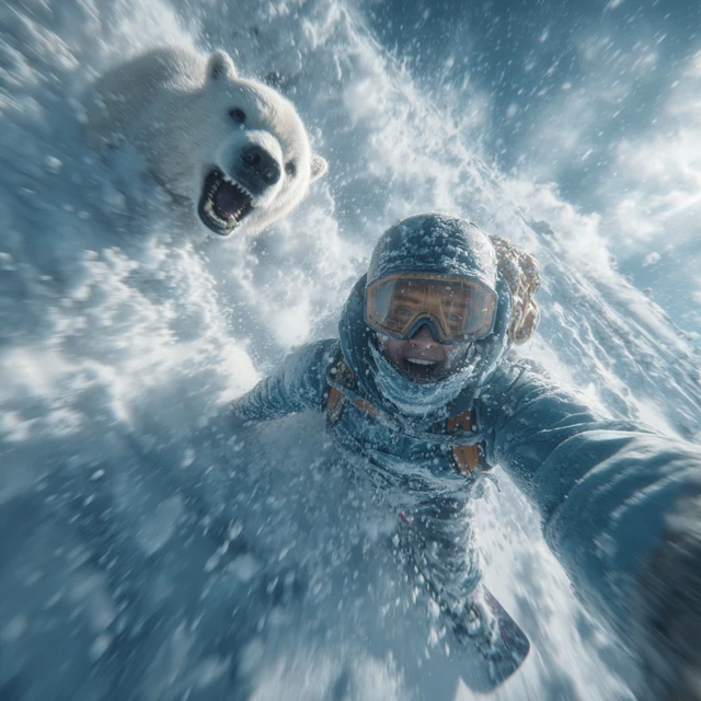 Snowboarder Avalanche Survival Polar Bear Chase