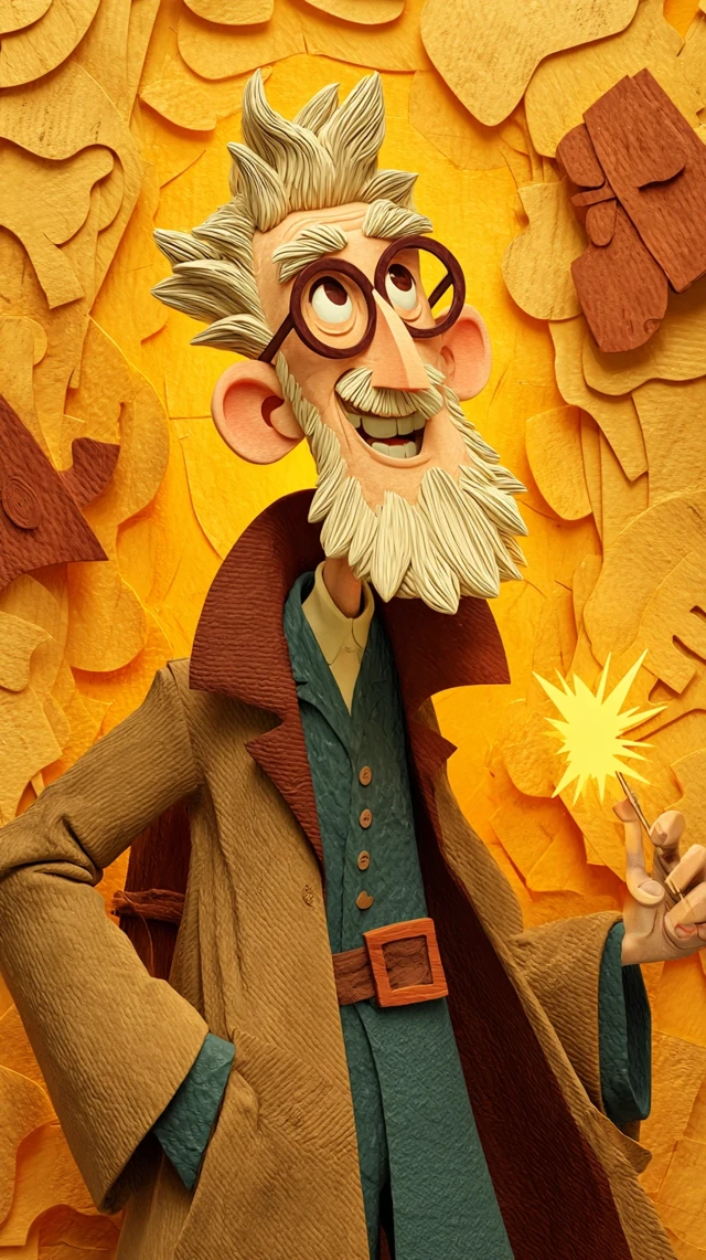 Cheerful Wizard Professor 3D Cartoon