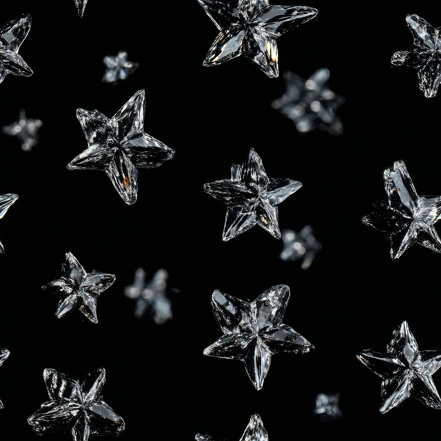 Star Shaped Crystals on Black Background