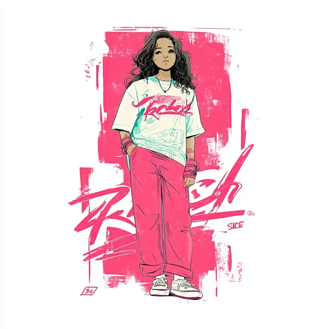 Skater Girl Stylish Artwork Illustration