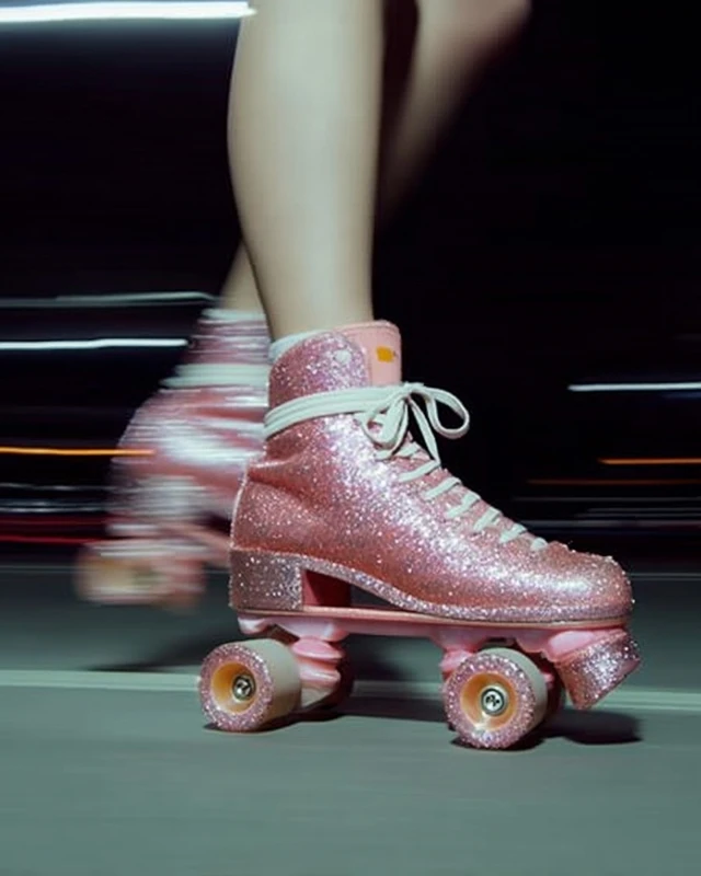 Pink Roller Skates in Motion with Soft Blur