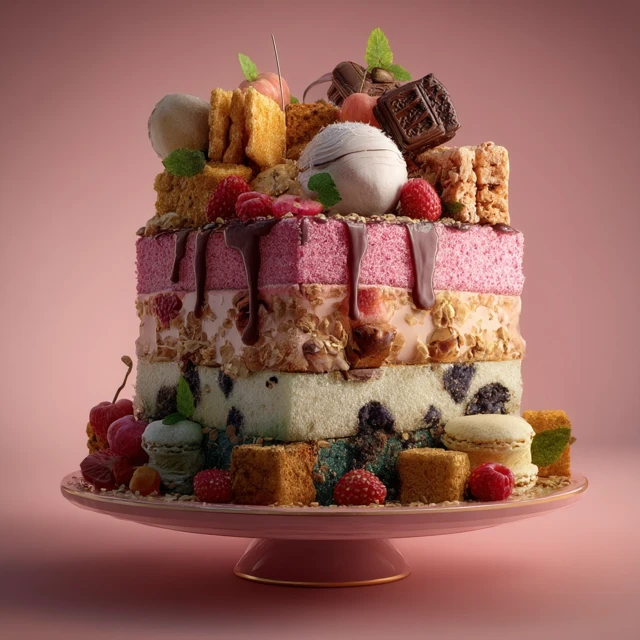 Delicious Layered Cake with Artistic Decor