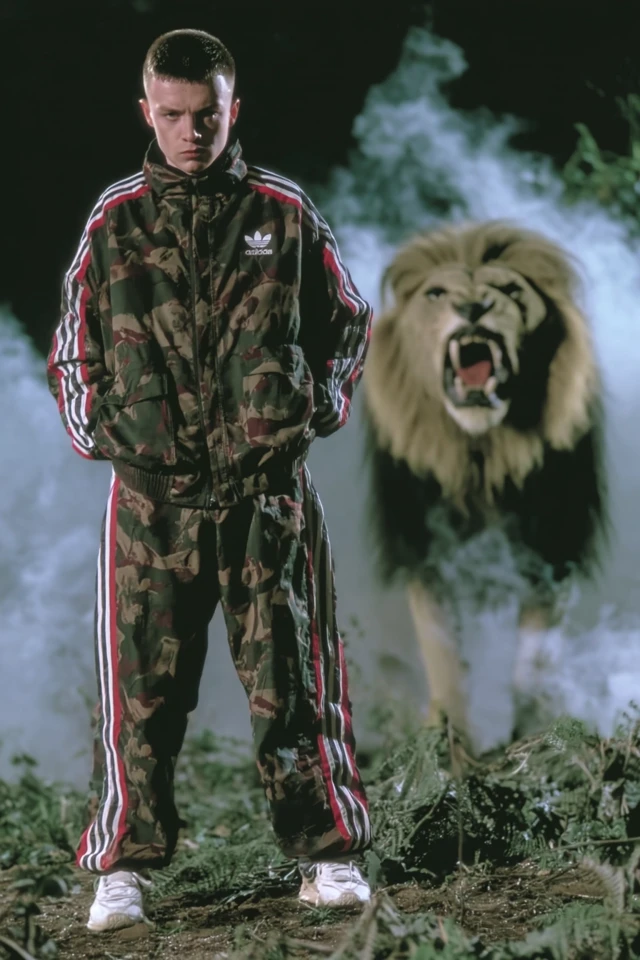 Vintage 90s Streetwear Lion in Jungle Ultra Realistic
