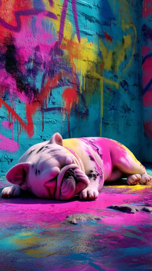 Chubby Dog Street Art Painting Expressionism