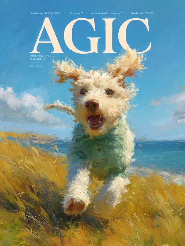 AIGC Art Magazine Cover Dog Running