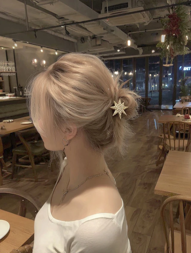 Woman with Pink Hair in Cafe Photorealistic