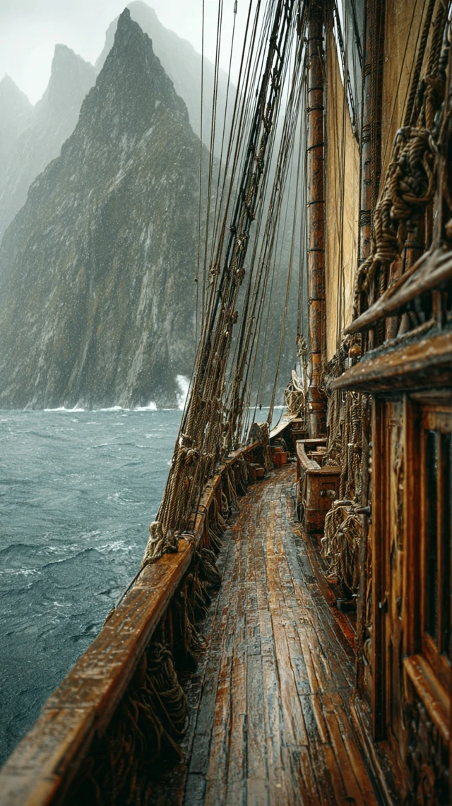 Misty Fjord New Zealand Naval Scene Mountains Seas