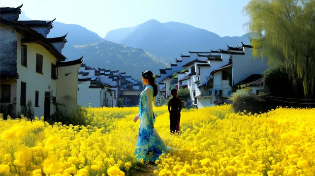 Wuyuan Hongling Village Spring Scene