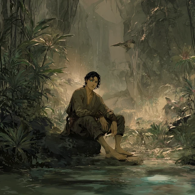 Alien Rainforest Young Man Concept Art