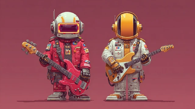 Daft Punk Robots Music Band Illustration
