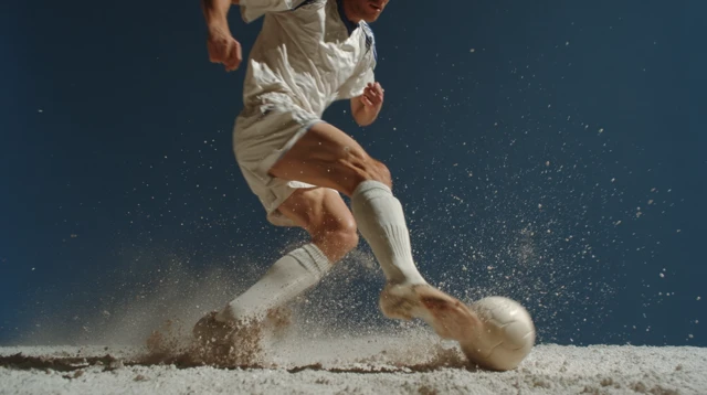 Soccer Player Kicking Ball in Slow Motion