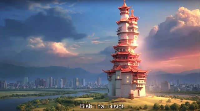 Pixar Style Tower in a Beautiful Landscape