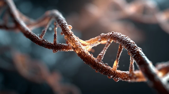 DNA Strand Digital Visualization Close Up