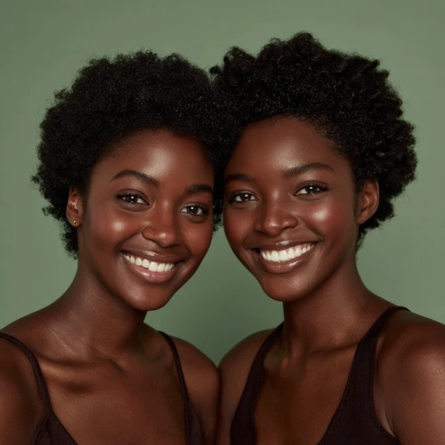 African Skincare Models Smiling Photo Realistic