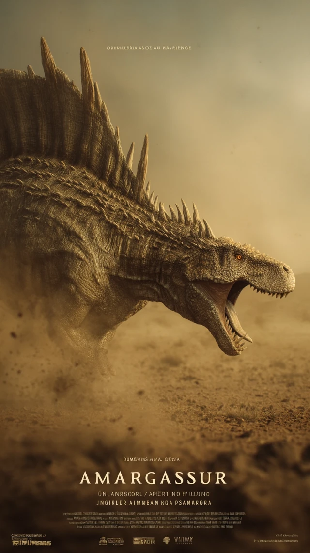Amargasaurus Dinosaur Roaring in Desert Scene