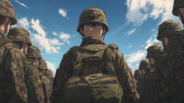Anime Soldiers in Formation Illustration