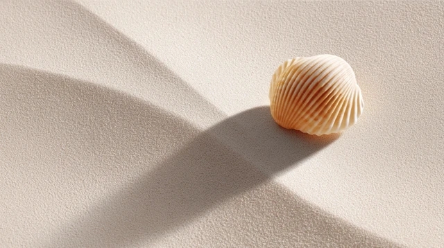 Seashell on Pastel Sand Minimalist Beach Concept