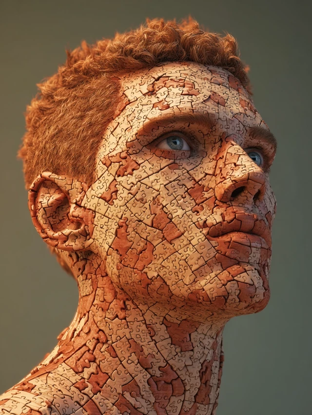 Hyperrealistic Puzzle Portrait Human Skin