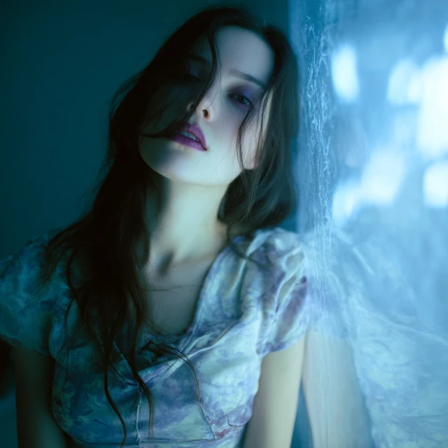 Gloomy Fashion Model Portrait Dark Hair Conceptual
