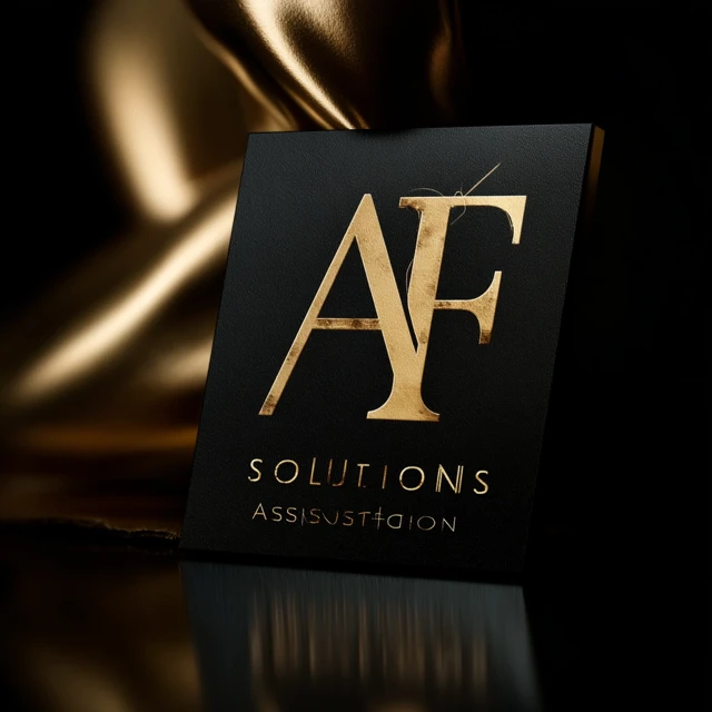 AF Solutions Logo Design Gold Metallic 3D