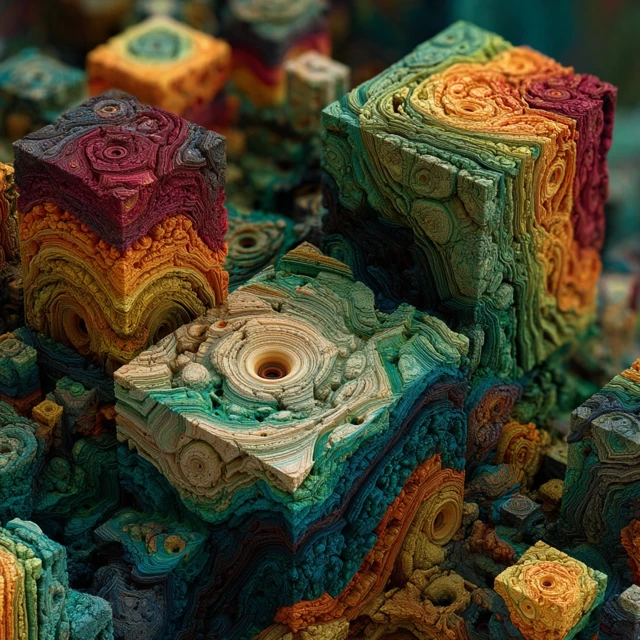 Fractal Cubes Digital Art Aerial View