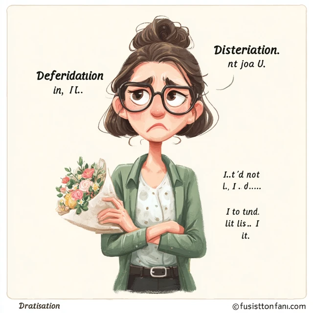 Dissatisfied Man with Flowers Illustration