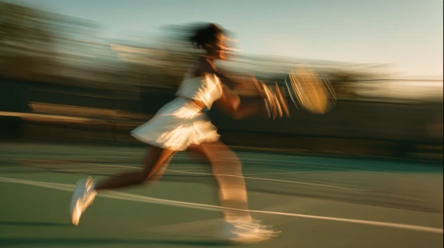 Tennis Action Shot Black Woman Motion Blur
