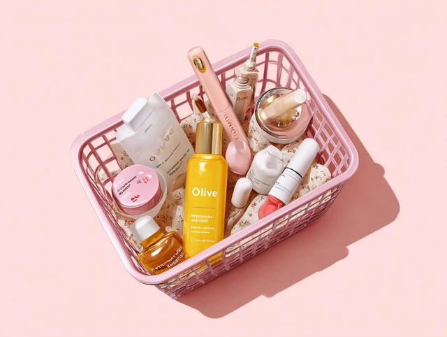 Olive Young Shopping Basket Illustration