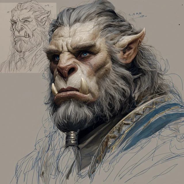 Orc Lion Fantasy Portrait Painting Sketch