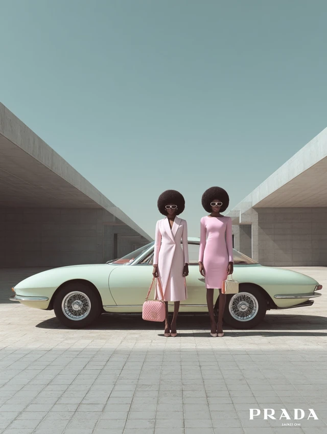 Prada Campaign Sudanese Models 60s Mod Fashion Car
