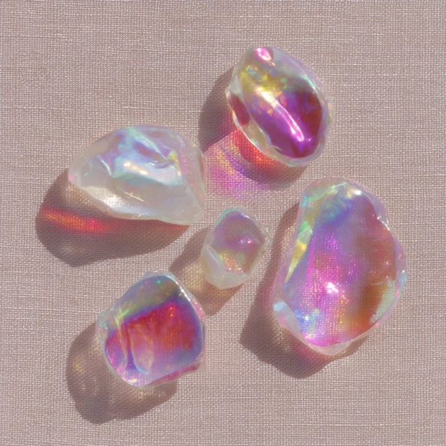Iridescent Pearls Opalescent Gems Gold Background