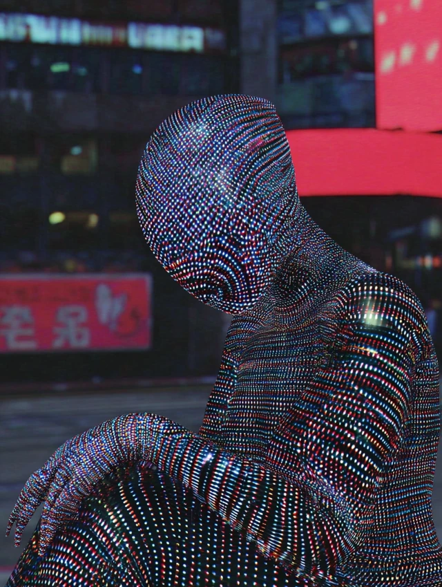 Cyberpunk Art Human Face Glitter Details