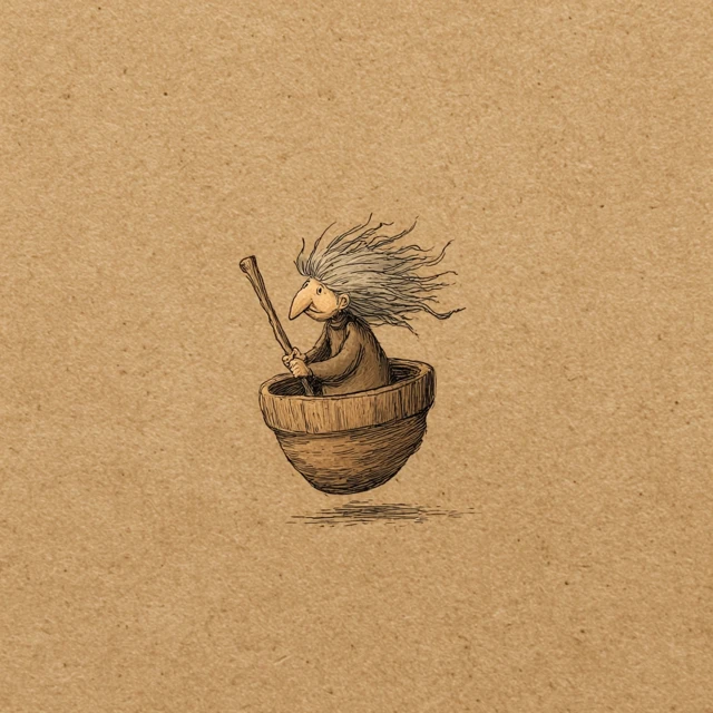 Baba Yaga Flying in a Stupa Russian Folklore