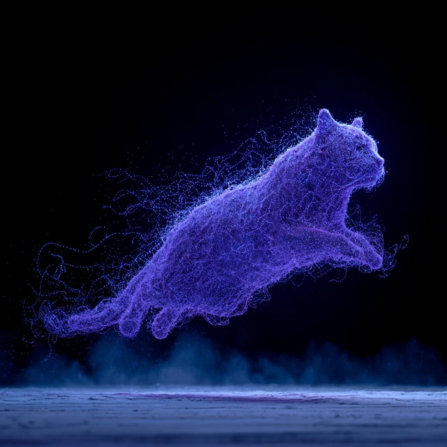 Glowing Cat in Space Minimalist Art