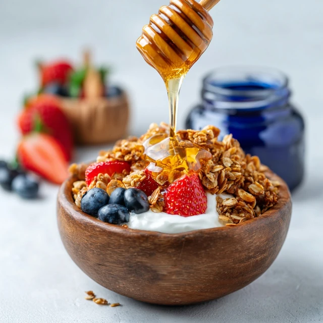 Healthy Granola Bowl with Berries and Honey