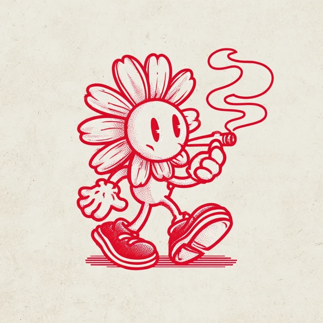 Vintage Cartoon Flower Mascot Retro TShirt Design