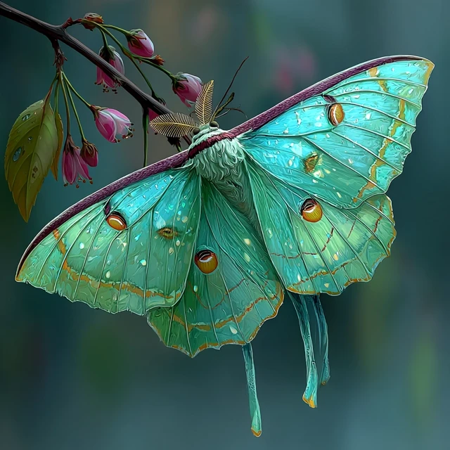 Gossipy Luna Moth Cartoon Character