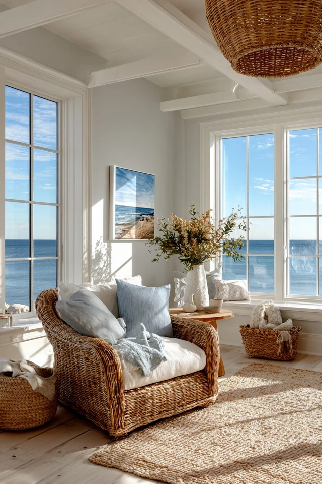 Coastal Cottage Living Room Design